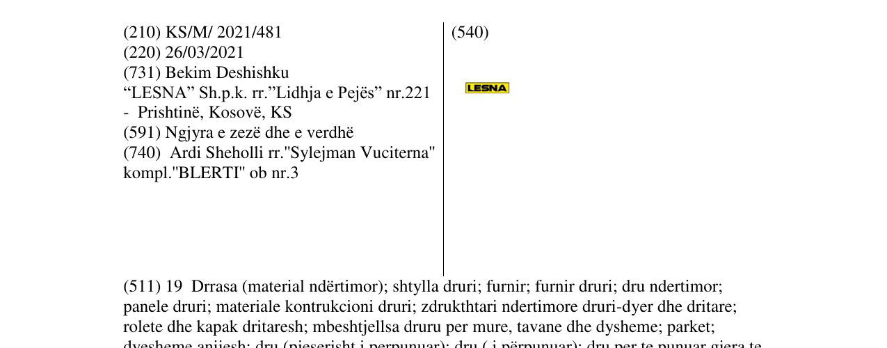 Zëri i markës LESNA në buletin