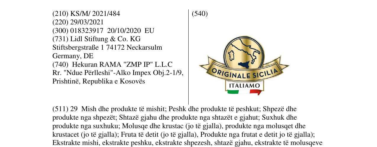 Zëri i markës originale sicilia në buletin