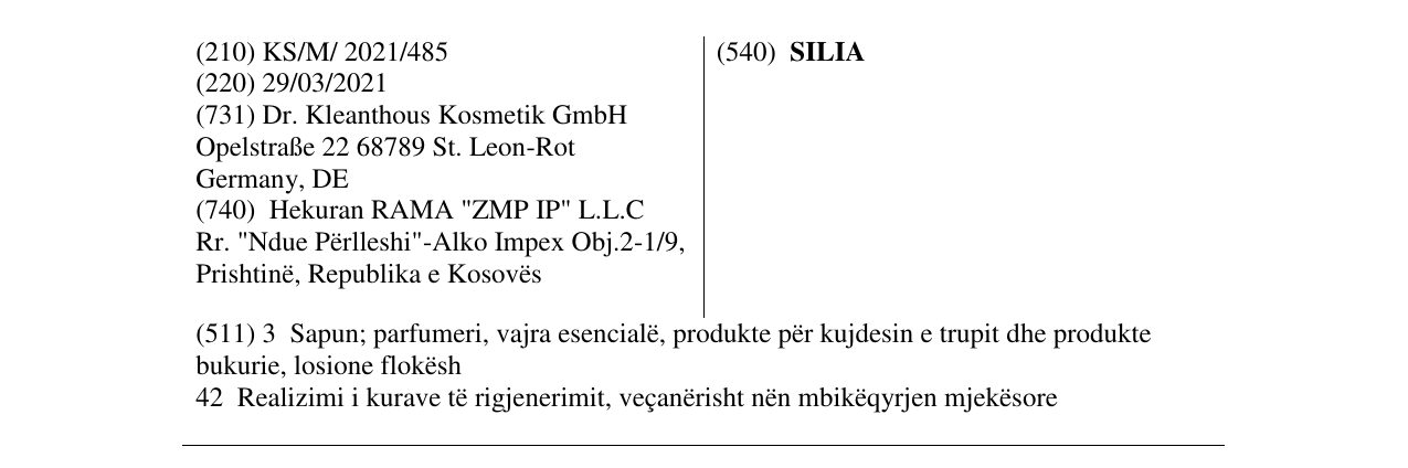 Zëri i markës SILIA në buletin