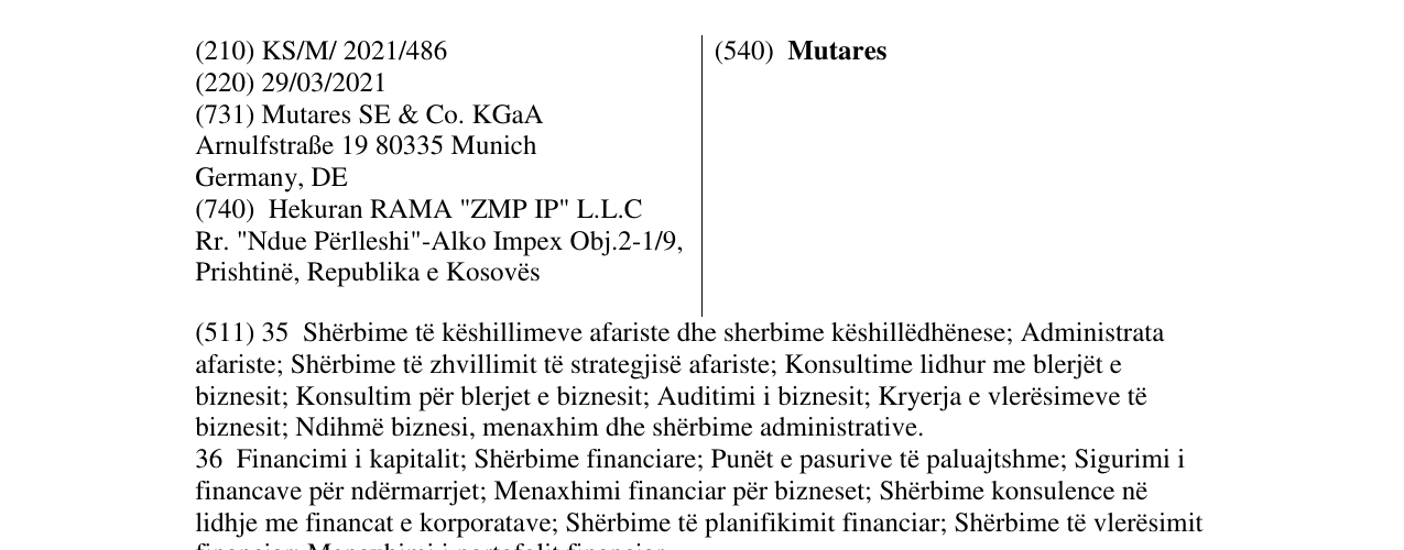 Zëri i markës Mutares në buletin