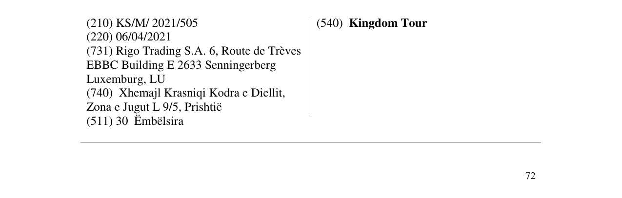 Zëri i markës Kingdom Tour në buletin