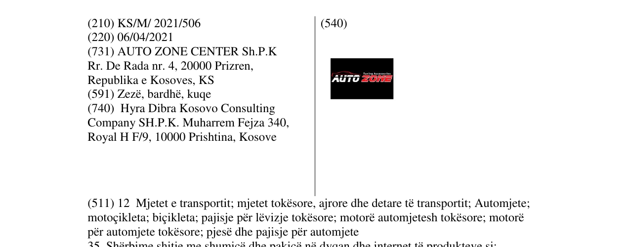 Zëri i markës AUTO ZONE në buletin
