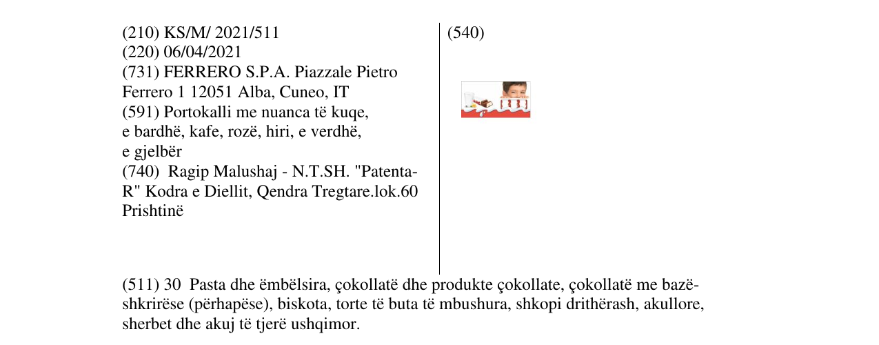 Zëri i markës ferero në buletin