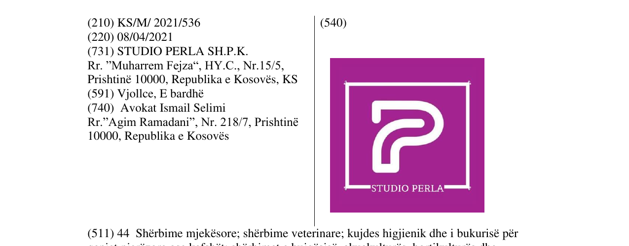 Zëri i markës STUDIO PERLA në buletin