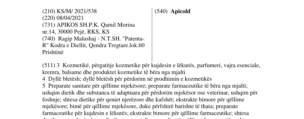 Zëri i markës Apicold në buletin