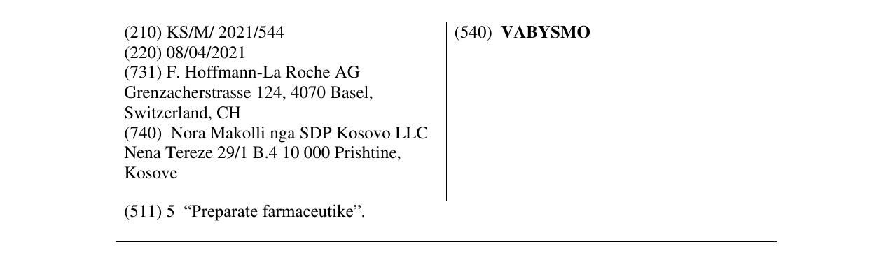 Zëri i markës VABYSMO në buletin