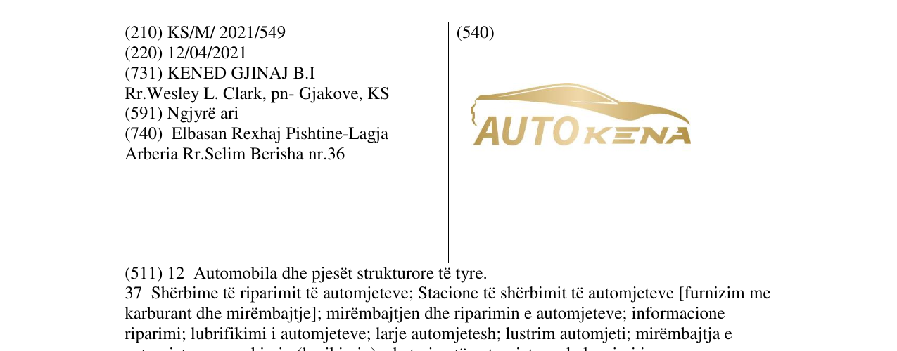 Zëri i markës AUTO KENA në buletin