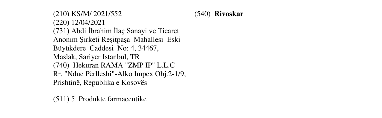 Zëri i markës Rivoskar në buletin
