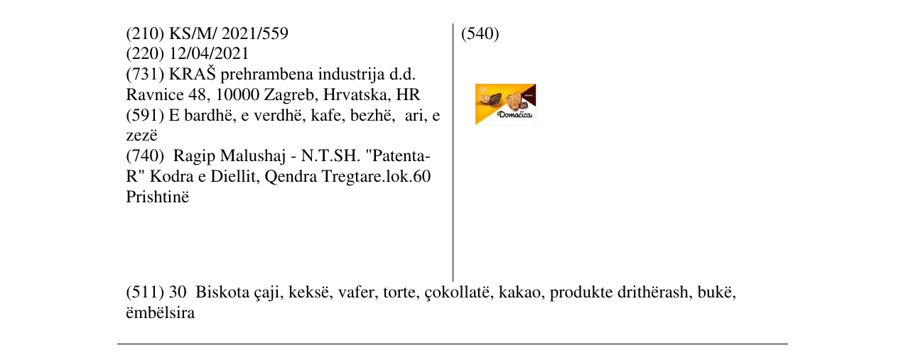 Zëri i markës Domacica në buletin