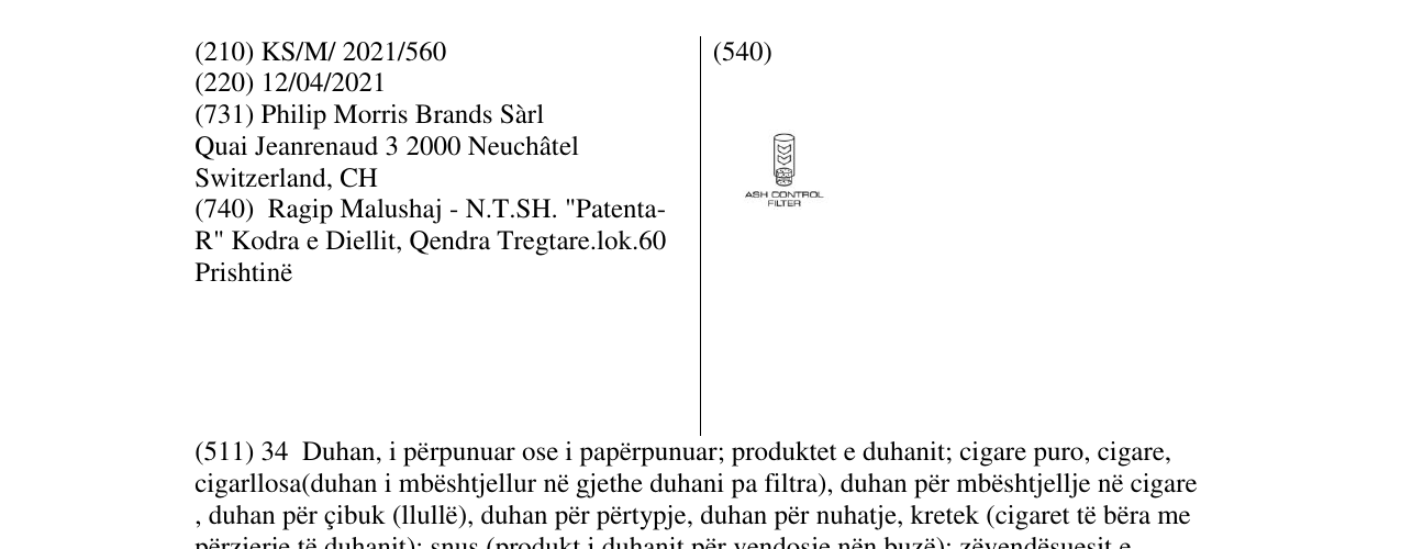 Zëri i markës ash control filter në buletin