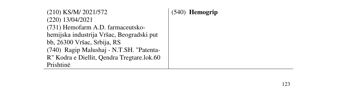 Zëri i markës Hemogrip në buletin