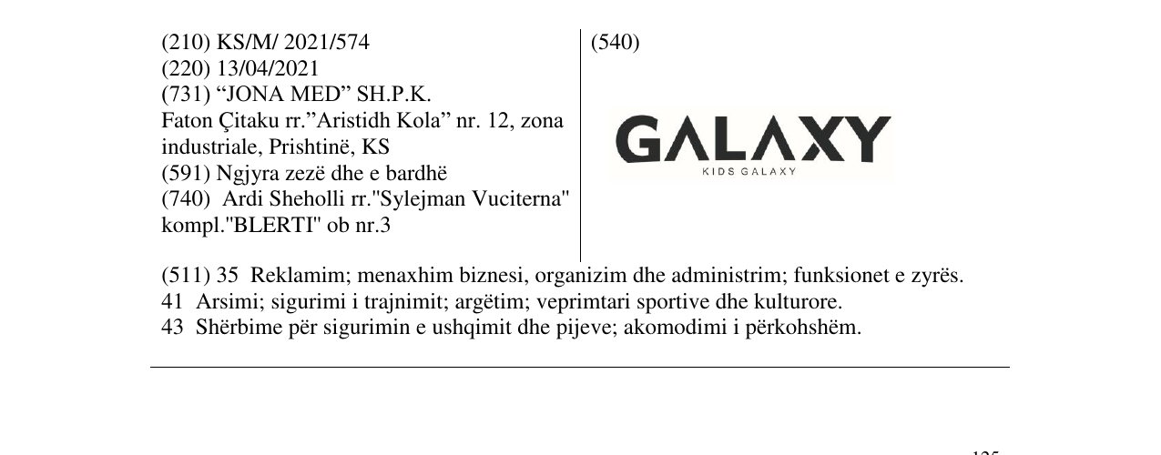 Zëri i markës galaxy në buletin