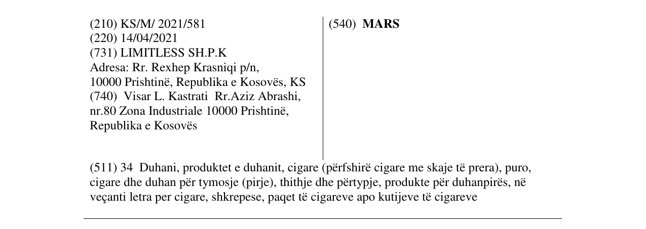 Zëri i markës MARS në buletin
