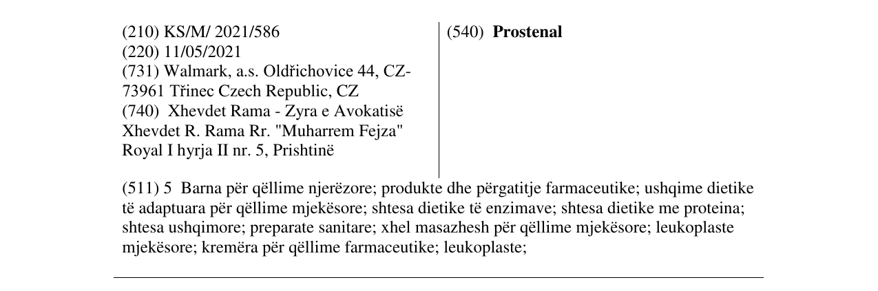 Zëri i markës Prostenal në buletin