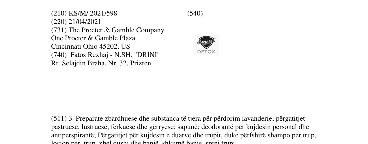 Zëri i markës Safeguard DETOX në buletin