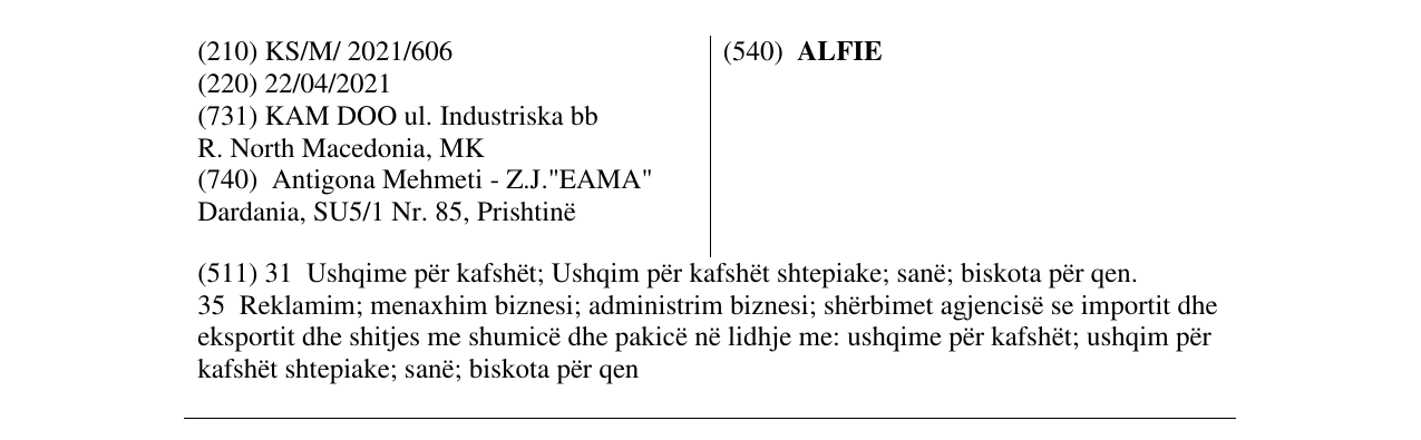 Zëri i markës ALFIE në buletin