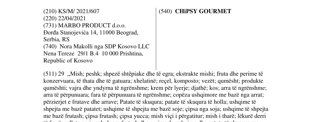 Zëri i markës CHiPSY GOURMET në buletin