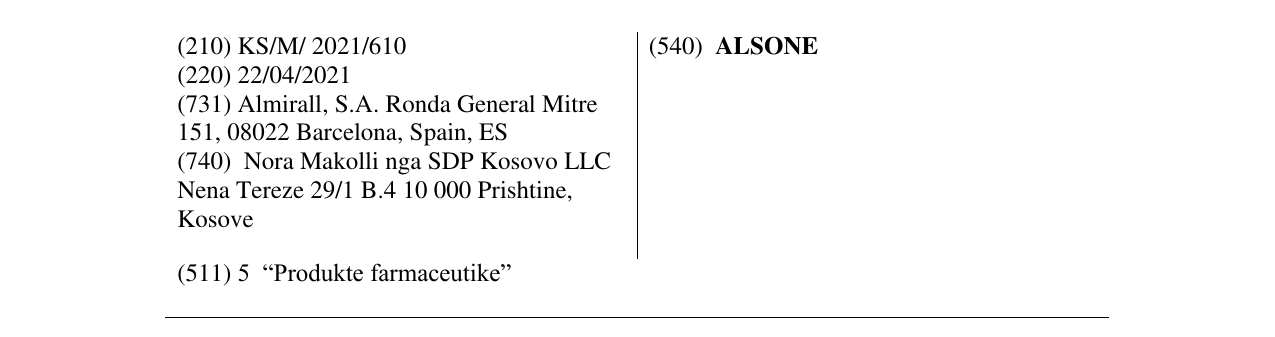 Zëri i markës ALSONE në buletin