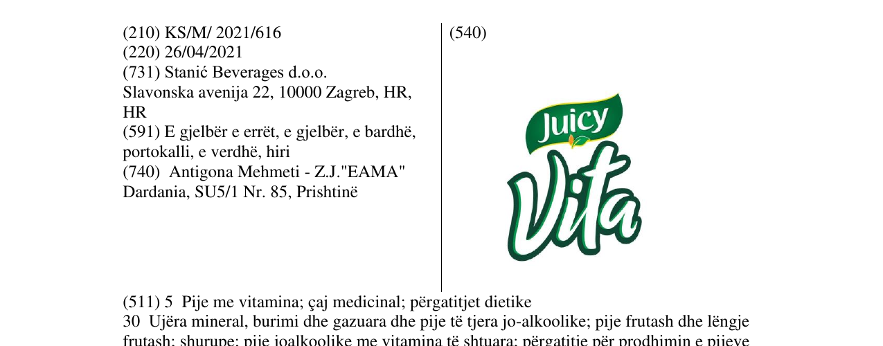 Zëri i markës Juicy Vita në buletin