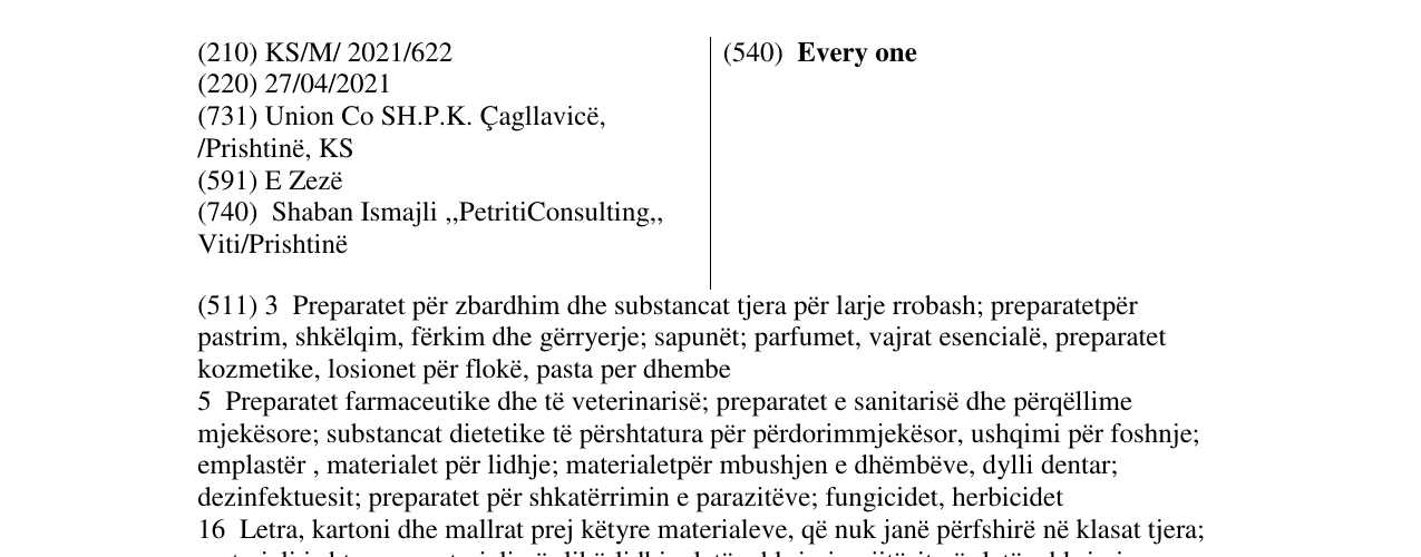 Zëri i markës Every one në buletin