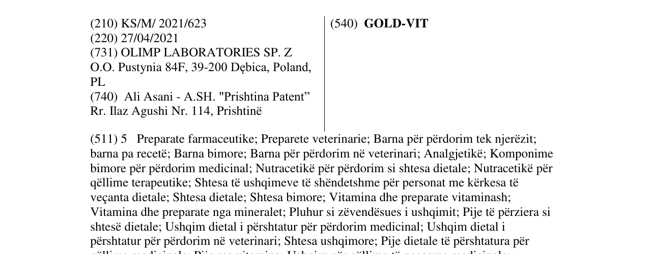 Zëri i markës GOLD-VIT në buletin