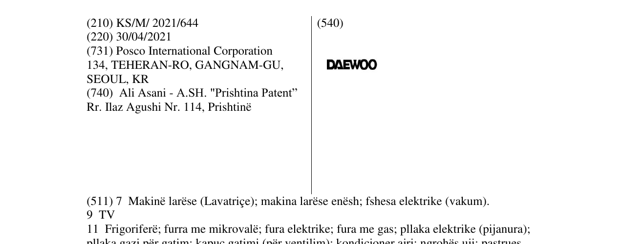 Zëri i markës DAEWOO në buletin