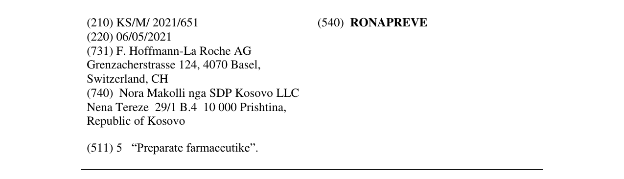 Zëri i markës RONAPREVE në buletin