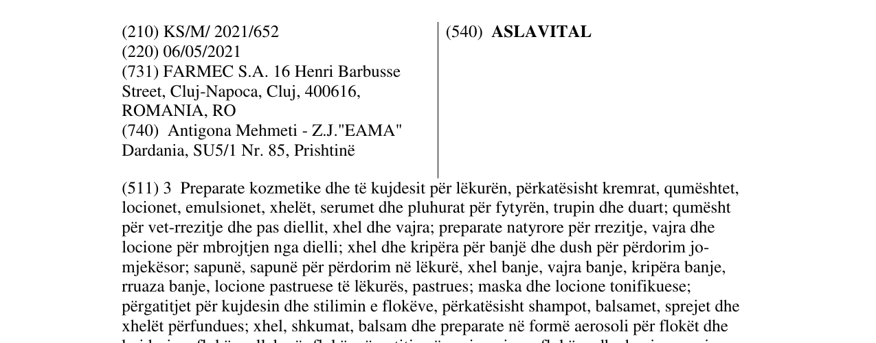 Zëri i markës ASLAVITAL në buletin