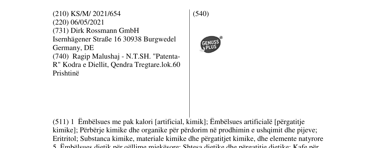 Zëri i markës genuss plus në buletin