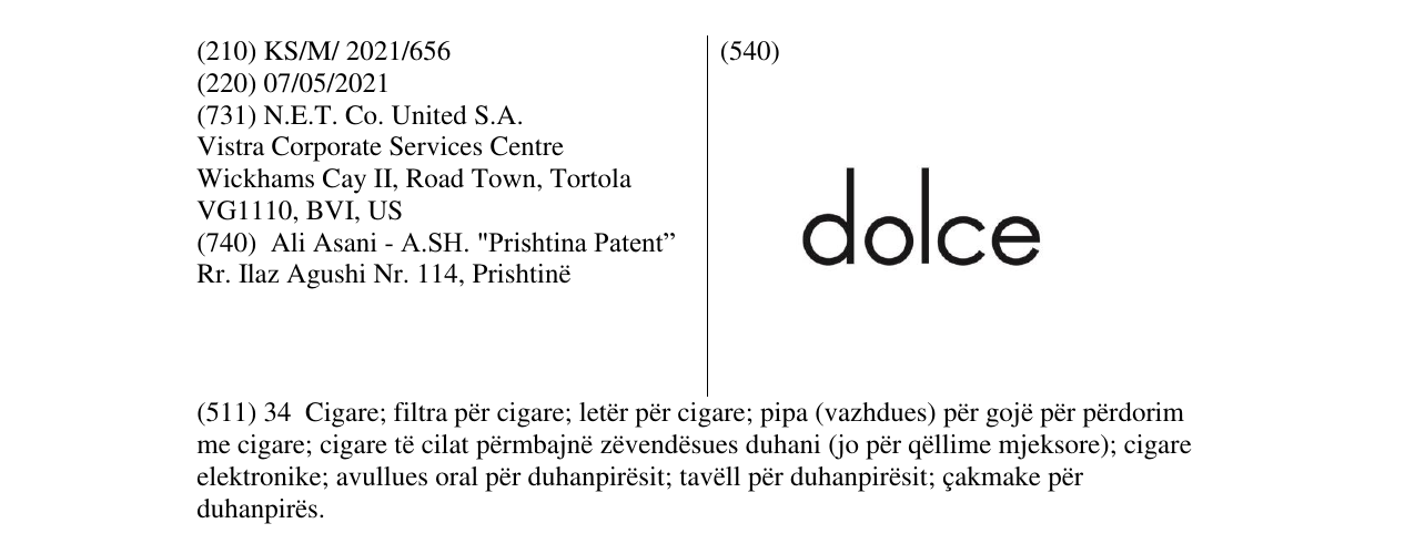 Zëri i markës dolce në buletin