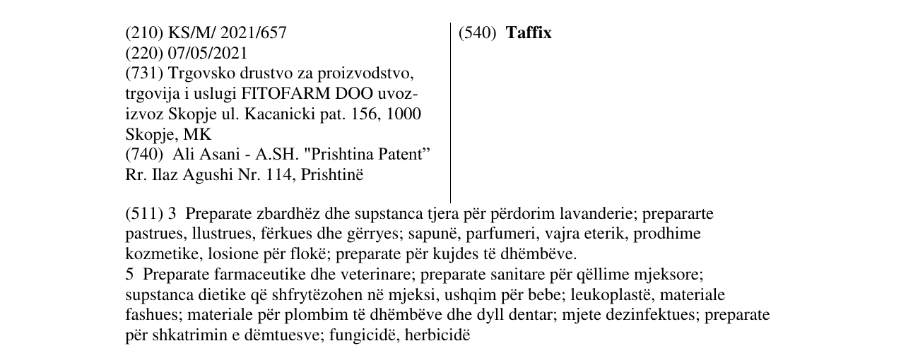 Zëri i markës Taffix në buletin