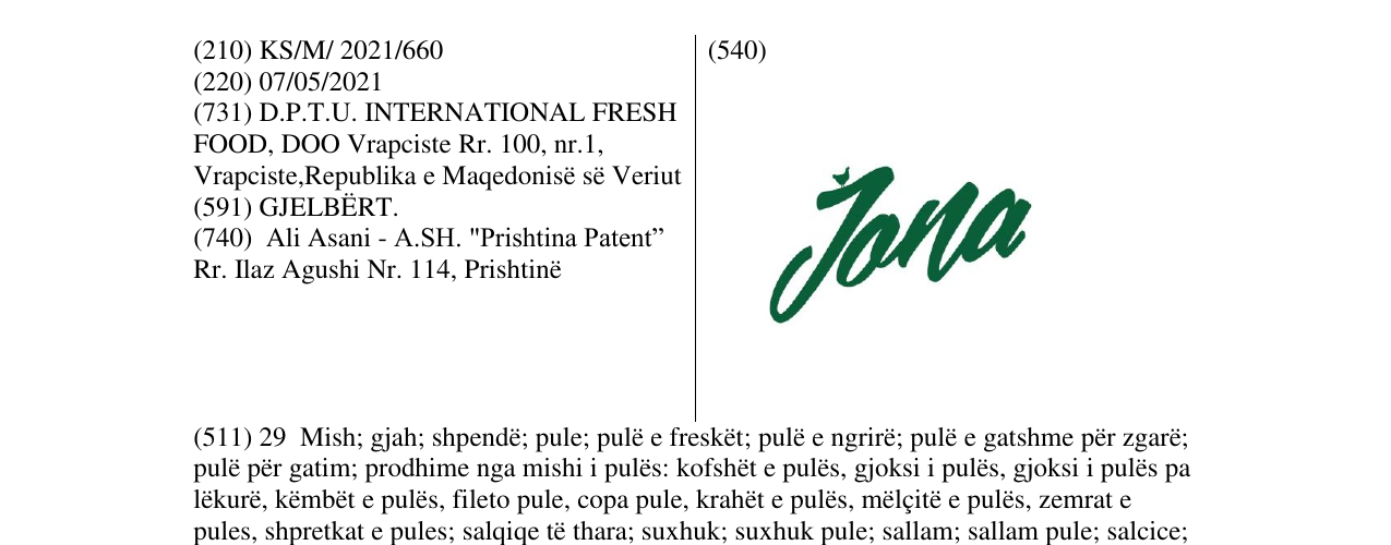 Zëri i markës Jona në buletin