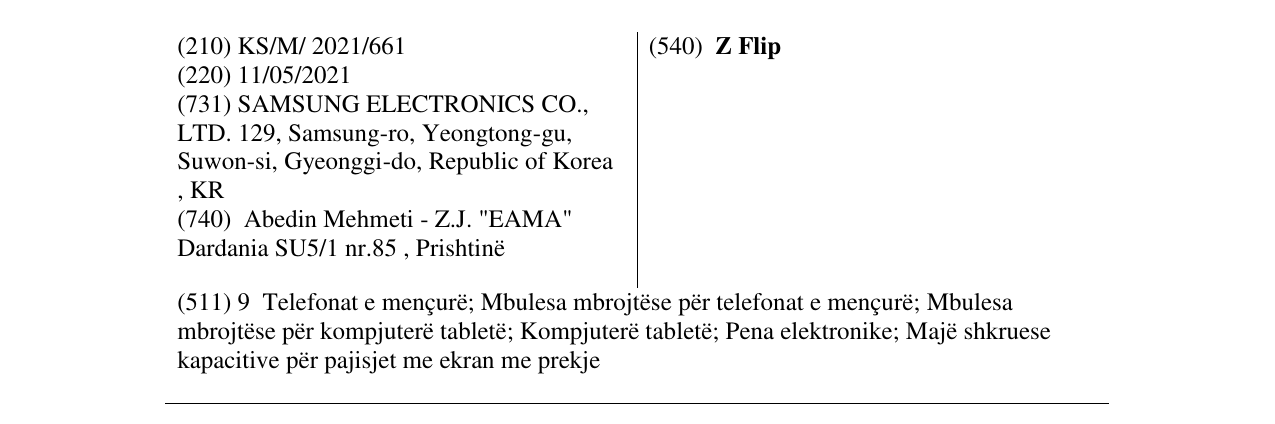 Zëri i markës Z Flip në buletin