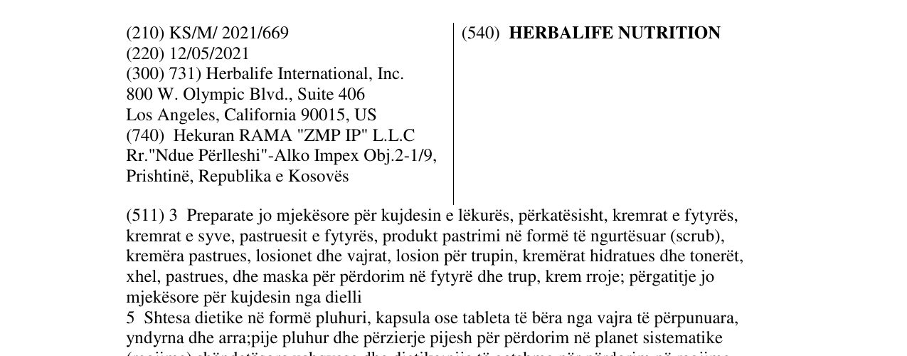Zëri i markës HERBALIFE NUTRITION në buletin