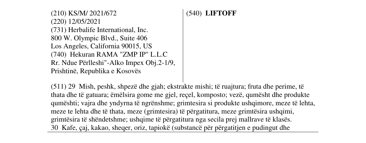 Zëri i markës LIFTOFF në buletin