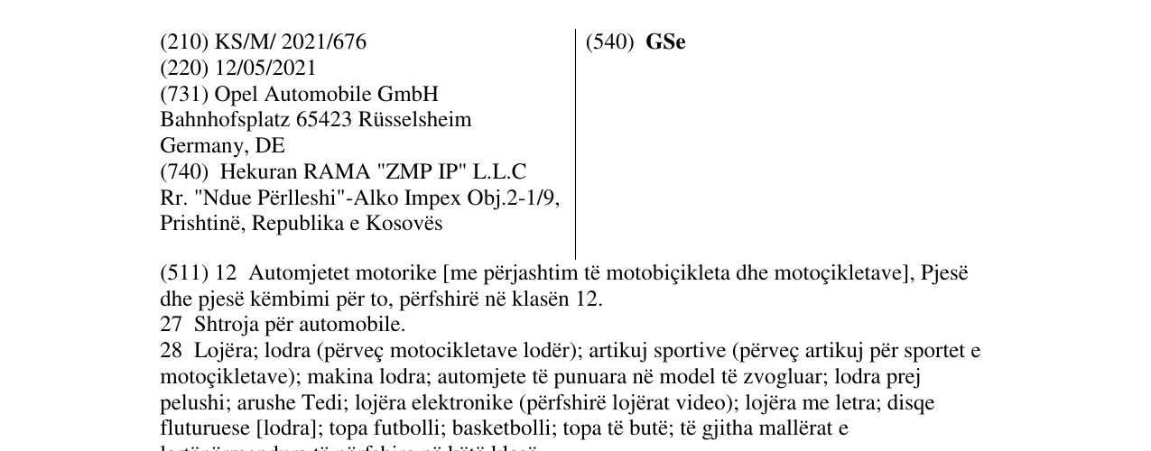 Zëri i markës GSe në buletin