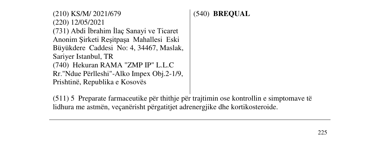 Zëri i markës BREQUAL në buletin