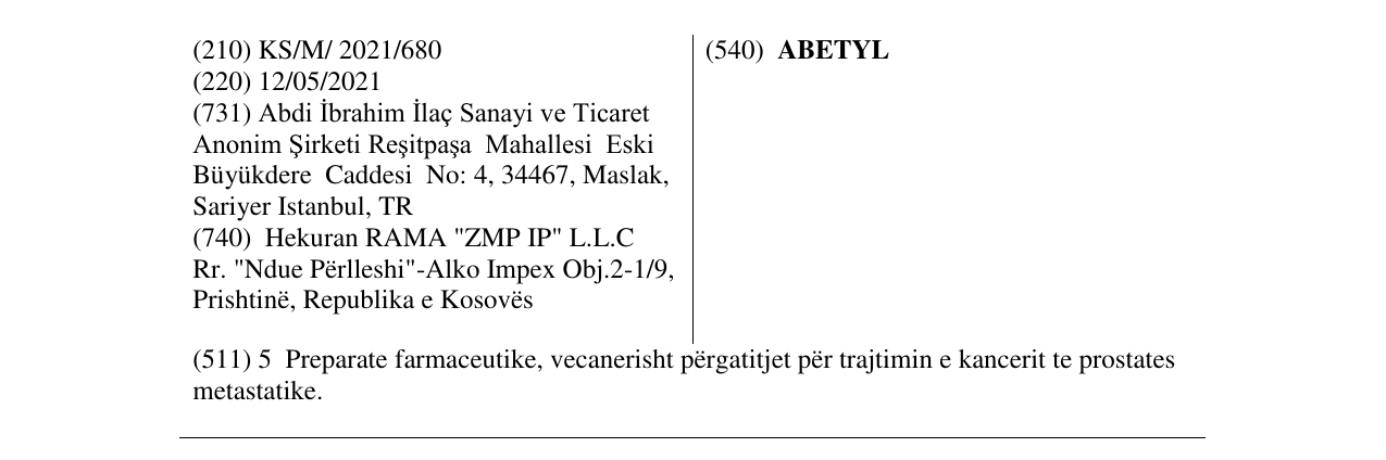 Zëri i markës ABETYL në buletin