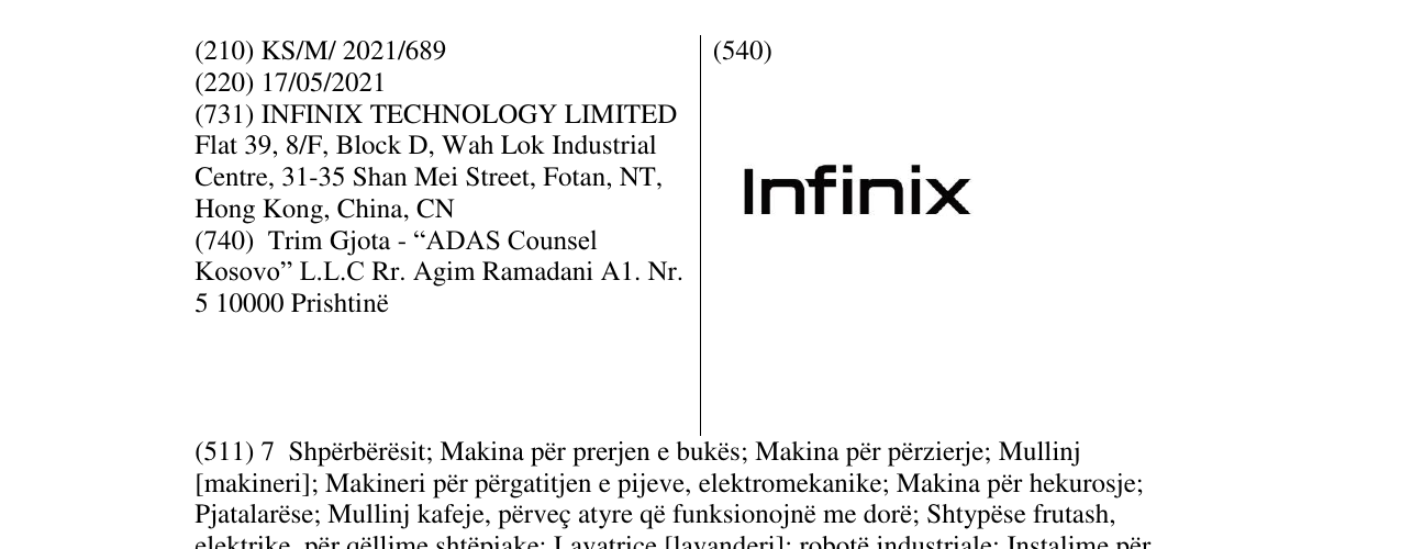 Zëri i markës infinix në buletin