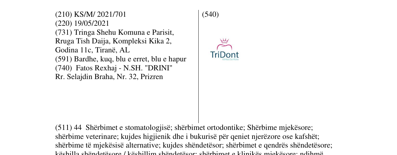 Zëri i markës TriDont në buletin
