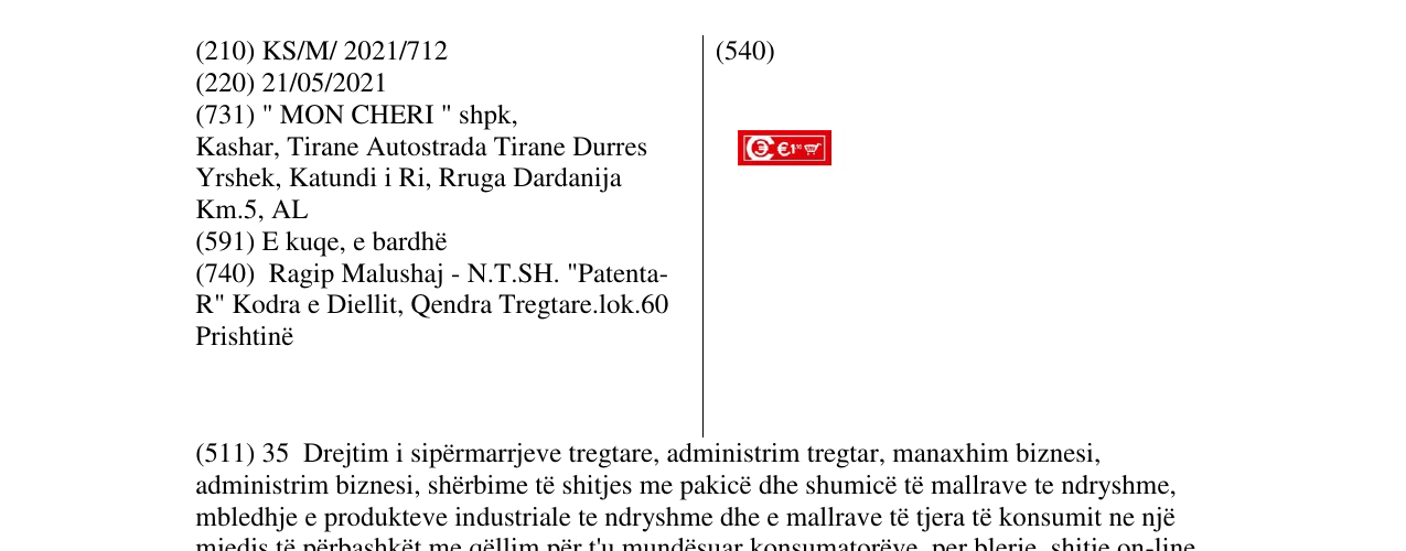 Zëri i markës E1 në buletin