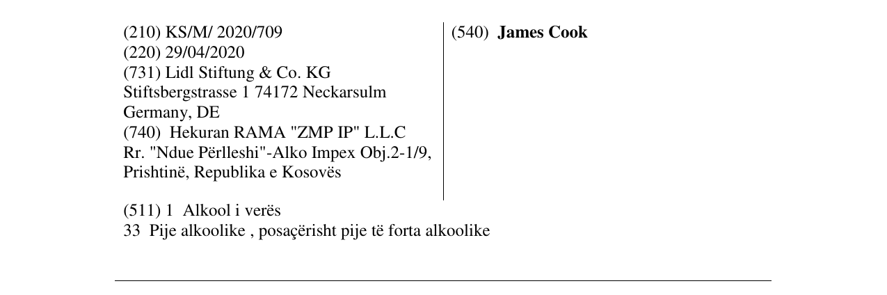 Zëri i markës James Cook në buletin