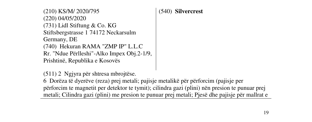 Zëri i markës Silvercrest në buletin