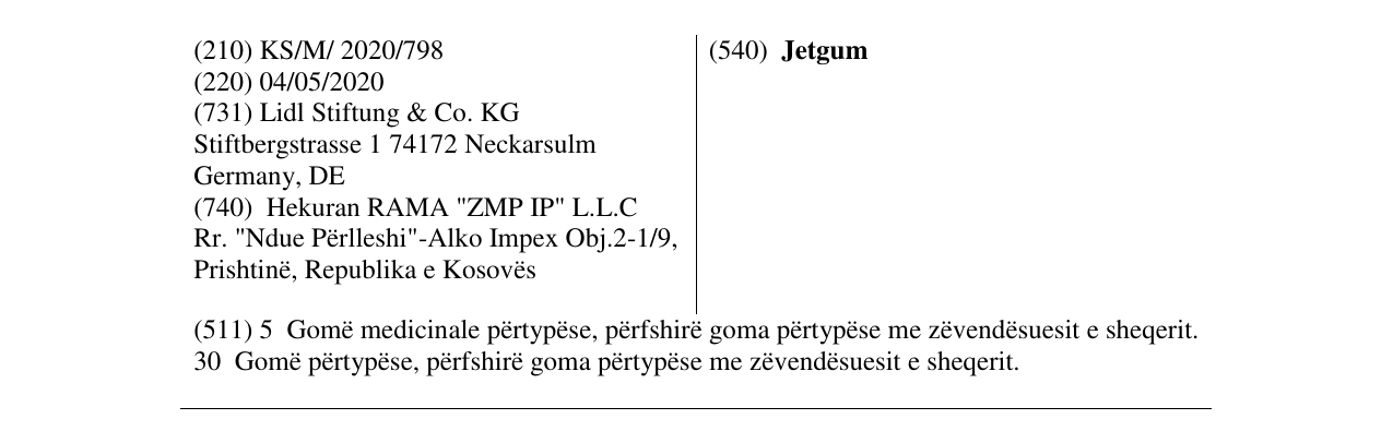 Zëri i markës Jetgum në buletin