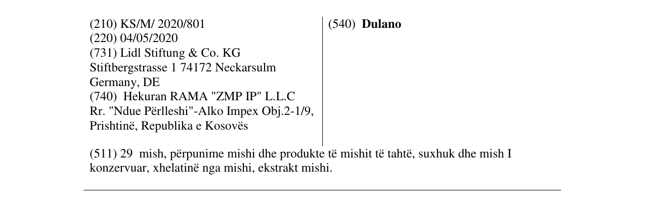 Zëri i markës Dulano në buletin