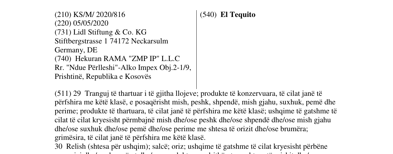 Zëri i markës El Tequito në buletin