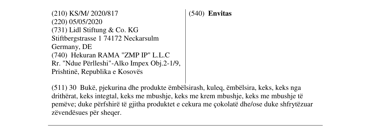 Zëri i markës Envitas në buletin