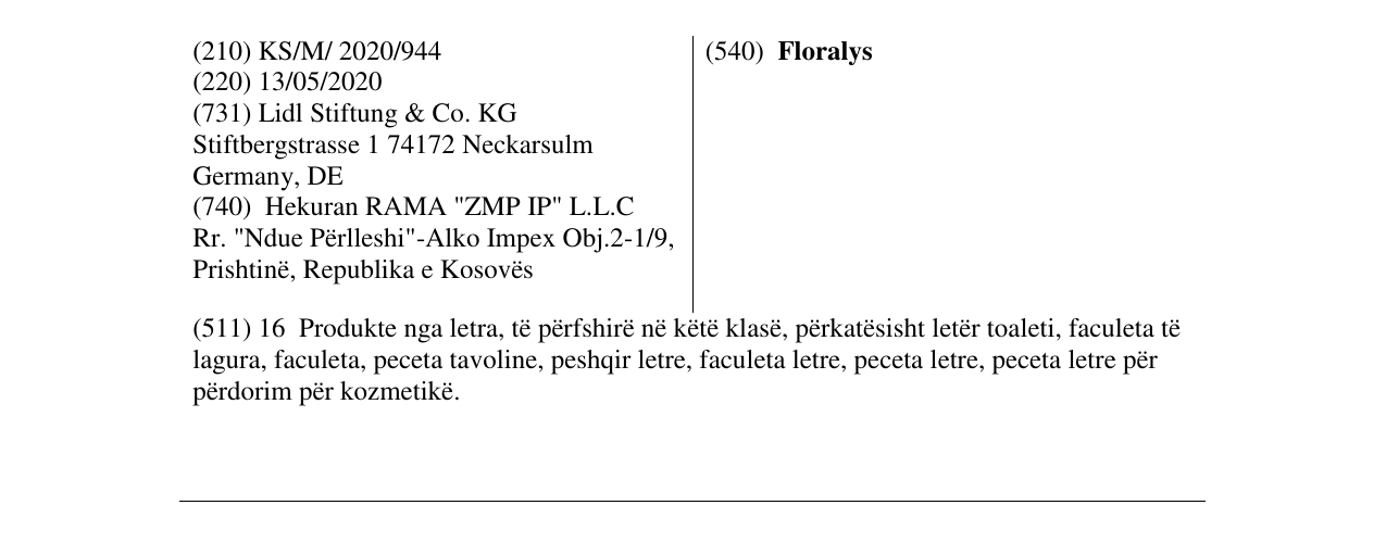 Zëri i markës Floralys në buletin