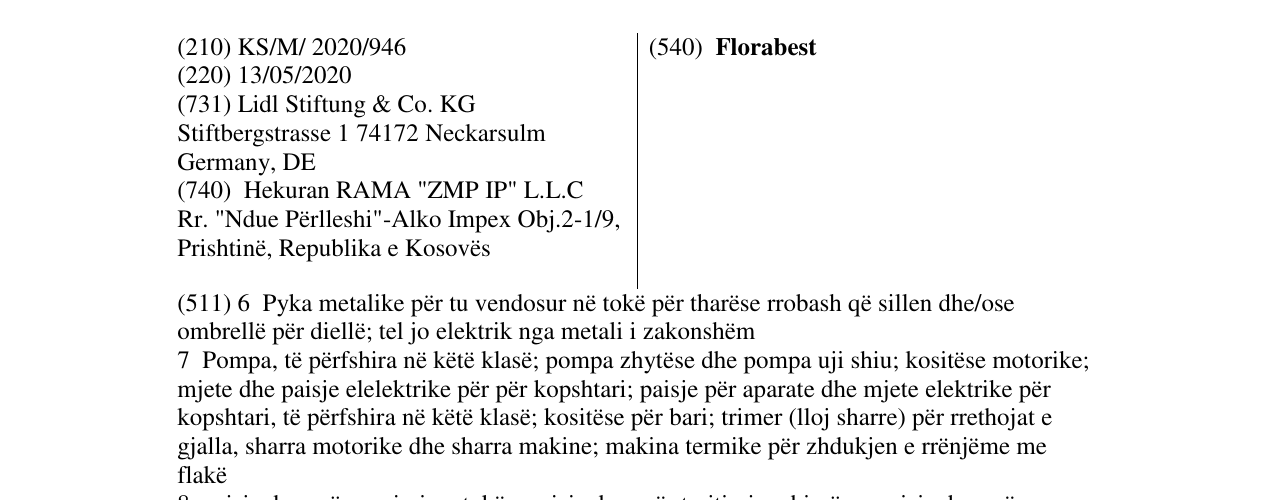 Zëri i markës Florabest në buletin