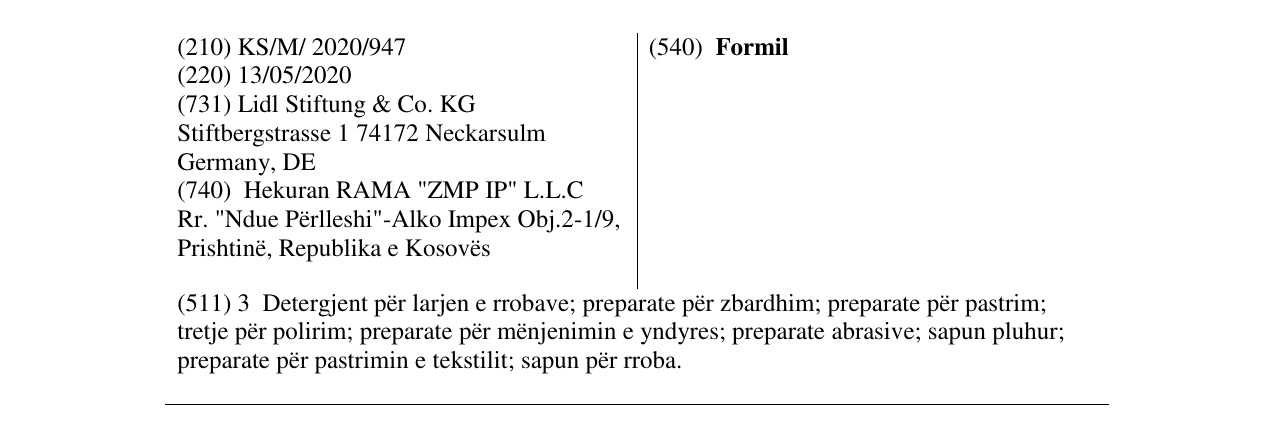Zëri i markës Formil në buletin